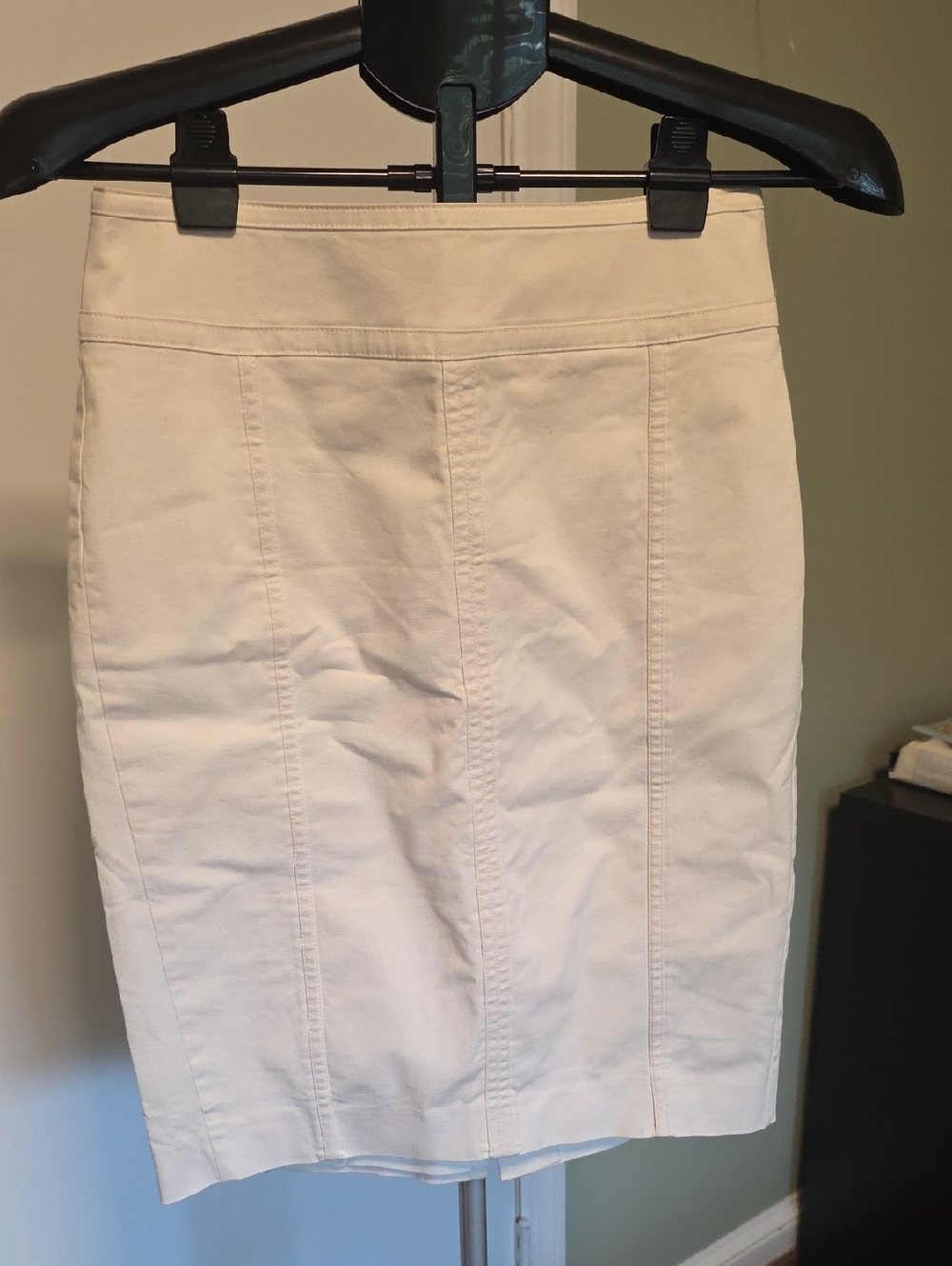 Ann Taylor Cream Pencil Skirt with Seamed Paneling